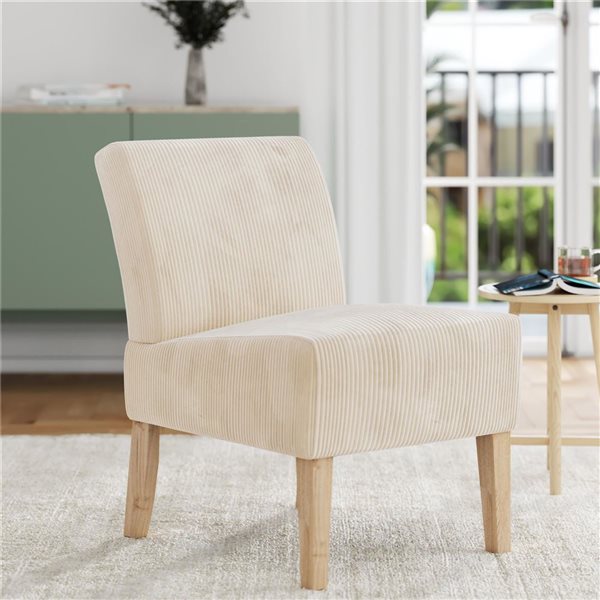 DHP Kendrin Ivory Corduroy Armless Accent Chair