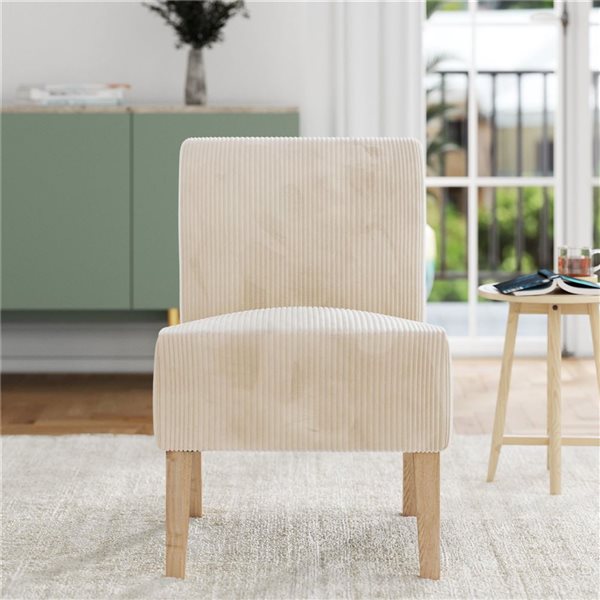 DHP Kendrin Ivory Corduroy Armless Accent Chair