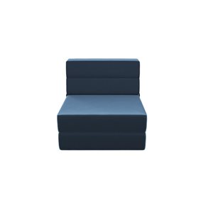 Novogratz The Flower 5-in-1 Indigo Blue Velvet Modular Chair and Lounger Bed