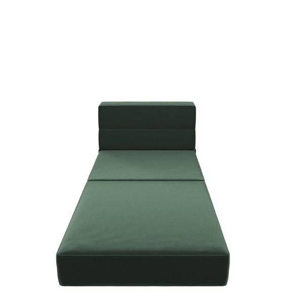 Novogratz The Flower 5-in-1 Green Velvet Modular Chair and Lounger Bed