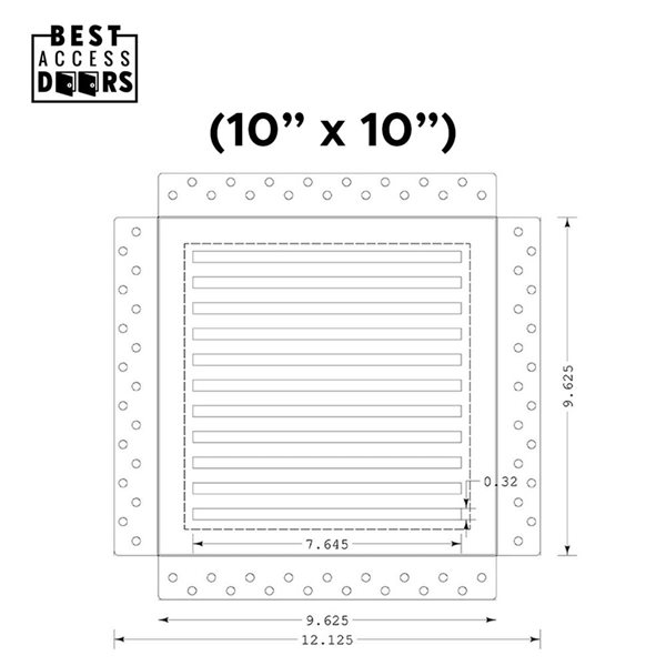 Best Access Doors Invisagrille 10 x 10-in Ventilation Fan Grille with Removable Magnetic Cover - White