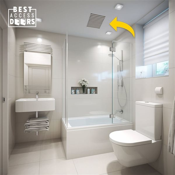 Best Access Doors Invisagrille 10 x 10-in Ventilation Fan Grille with Removable Magnetic Cover - White