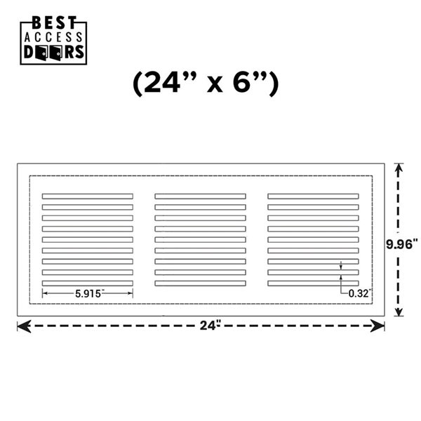 Best Access Doors Invisagrille 24 x 6-in Flush Permanent Cold Air Return Cover - White
