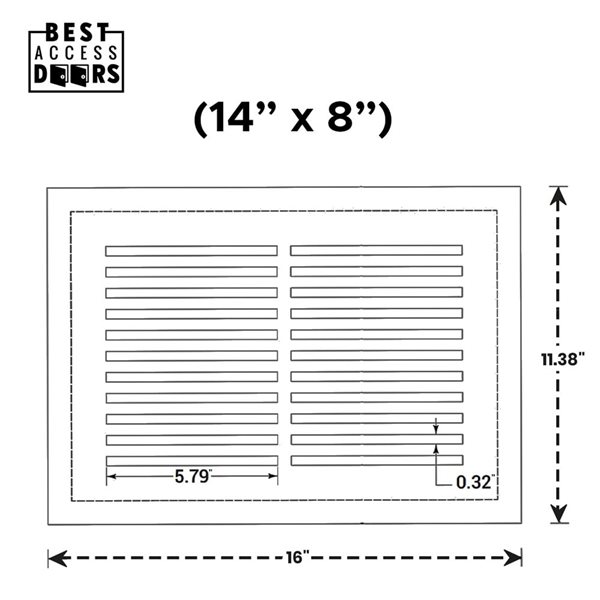 Best Access Doors Invisagrille 14 x 8-in Flush Permanent Cold Air Return Cover - White
