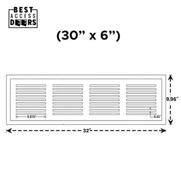 Best Access Doors Invisagrille 30 x 6-in Flush Permanent Cold Air Return Cover - White