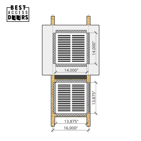 Best Access Doors Invisagrille 14 x 14-in Ventilation Fan Grille with Removable Magnetic Cover - White