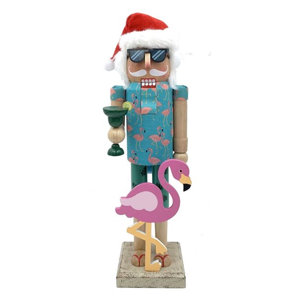 Santa’s Workshop 14-in Wooden Flamingo Claus Nutcracker Figurine