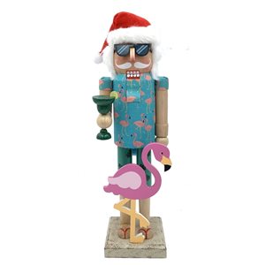 Santa’s Workshop 14-in Wooden Flamingo Claus Nutcracker Figurine