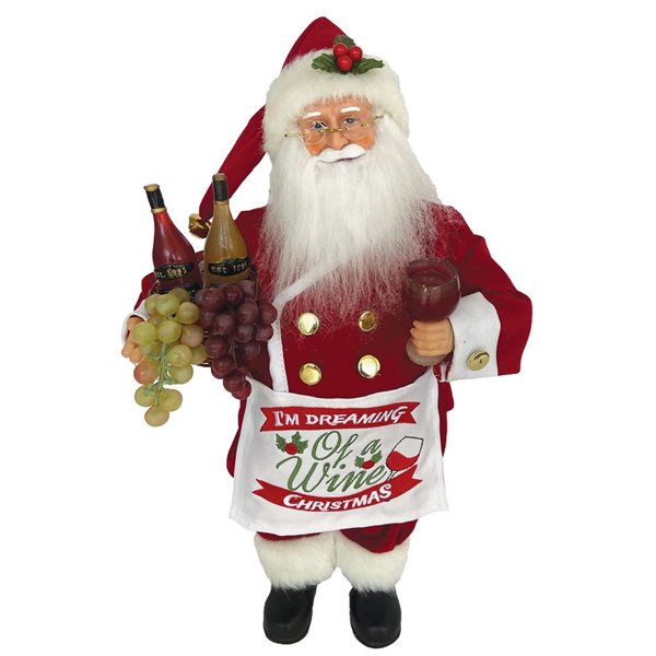 Santa’s Workshop 15-in Polyester/Resin Wine Christmas Claus Figurine