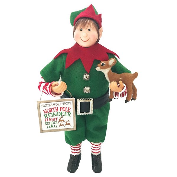 Santa’s Workshop 12-in Polyester/Resin Flight School Elf Figurine