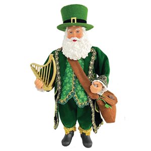 Santa’s Workshop 10-in Polyester/Resin Irish Gentleman Santa Figurine