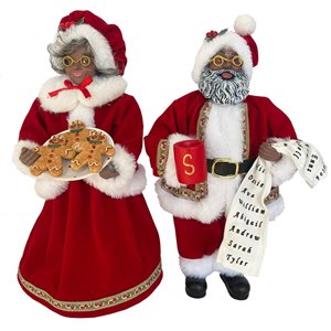 Santa’s Workshop 12-in Polyester/Resin Black Mr. & Mrs. Claus Figurine