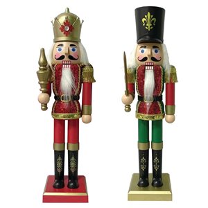 Santa’s Workshop 14-in Wooden Animated Nutcracker Figurines - Set of 2