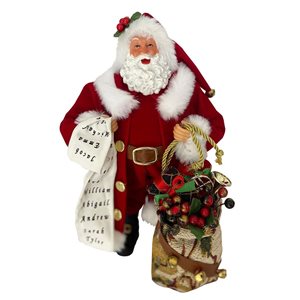 Santa’s Workshop 12-in Polyester/Resin Checking His List Claus Figurine