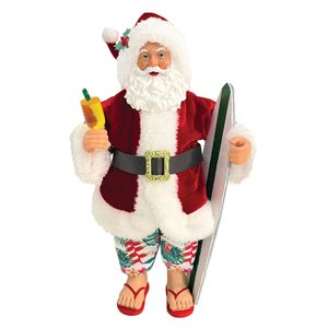 Santa’s Workshop 10-in Polyester/Resin Surf’s Up Santa Figurine