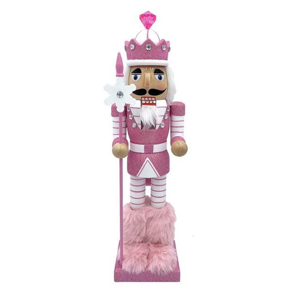 Santa’s Workshop 14-in Wooden Pink Snowflake Nutcracker Figurine