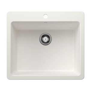 BLANCO Liven SILGRANIT 25-in Single Bowl Dual Mount Kitchen Sink - White