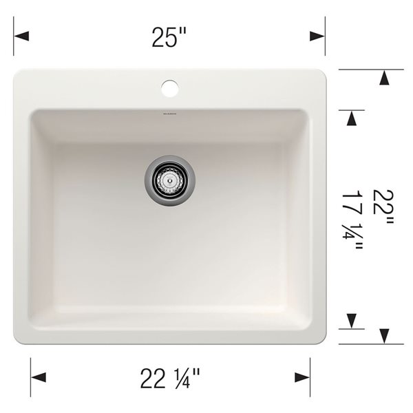 BLANCO Liven SILGRANIT 25-in Single Bowl Dual Mount Kitchen Sink - White