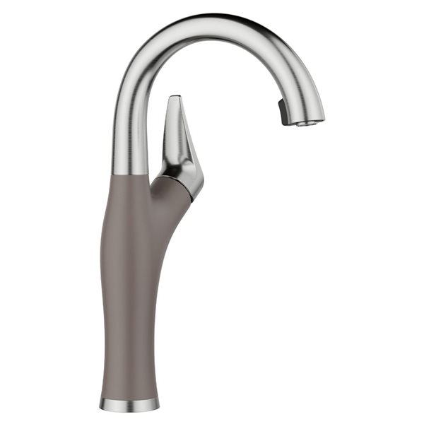 BLANCO Artona Pull-Down Dual-Spray Bar Faucet - PVD Steel/Volcano Grey