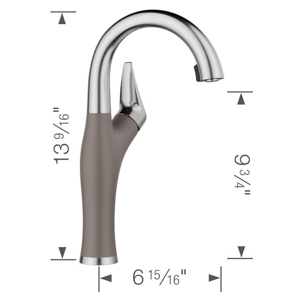 BLANCO Artona Pull-Down Dual-Spray Bar Faucet - PVD Steel/Volcano Grey