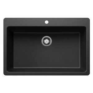 BLANCO Liven SILGRANIT 33-in Super Single Dual Mount Kitchen Sink - Anthracite