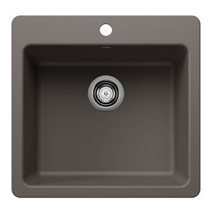 BLANCO Liven SILGRANIT 21-in Single Bowl Dual Mount Kitchen Sink - Volcano Grey