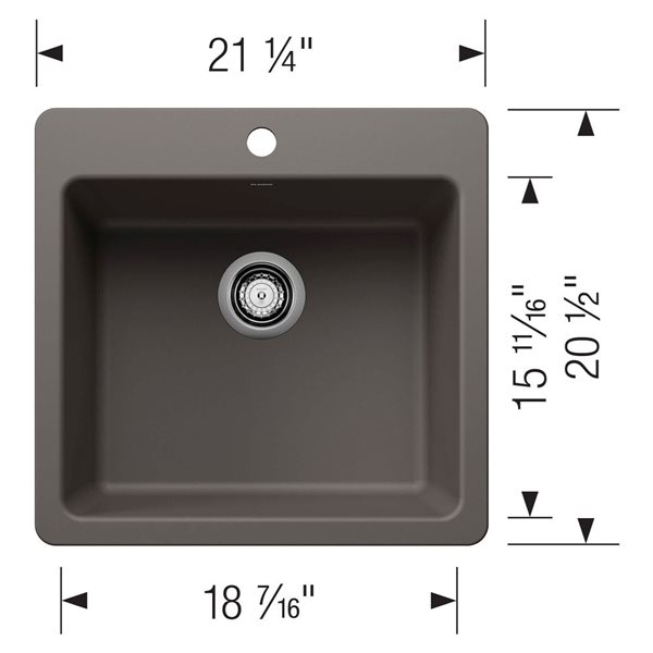 BLANCO Liven SILGRANIT 21-in Single Bowl Dual Mount Kitchen Sink - Volcano Grey