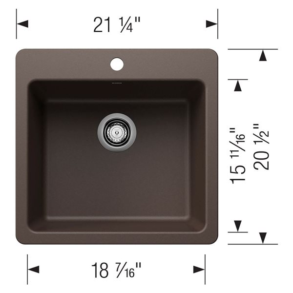 BLANCO Liven SILGRANIT 21-in Single Bowl Dual Mount Kitchen Sink - Café