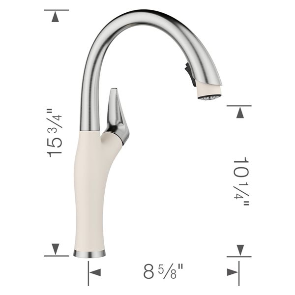 BLANCO Artona Pull-Down Dual-Spray Kitchen Faucet - PVD Steel/Soft White