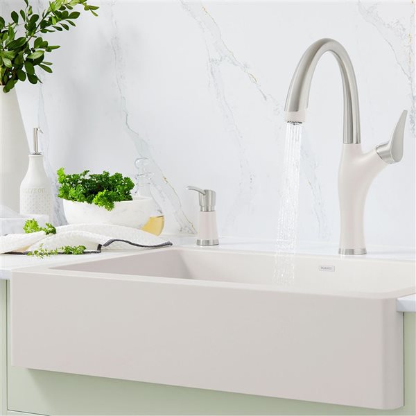 BLANCO Artona Pull-Down Dual-Spray Kitchen Faucet - PVD Steel/Soft White