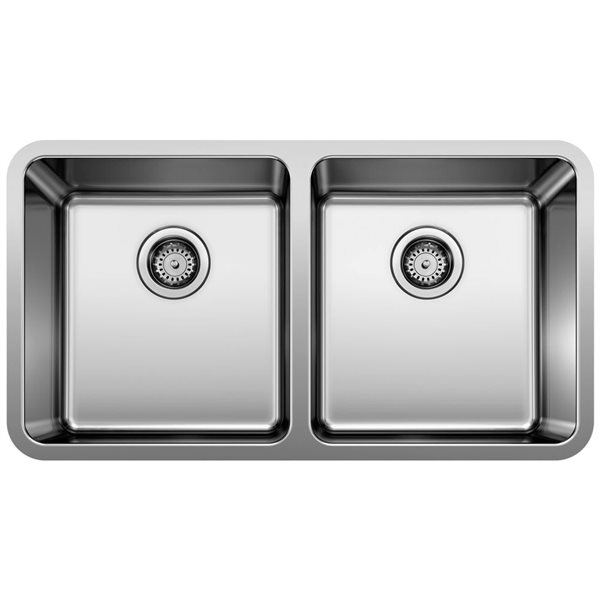 BLANCO Formera 33-in 50/50 Double Bowl Undermount Stainless Steel Kitchen Sink