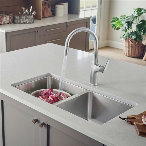 BLANCO Formera 33-in 50/50 Double Bowl Undermount Stainless Steel Kitchen Sink