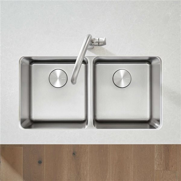 BLANCO Formera 33-in 50/50 Double Bowl Undermount Stainless Steel Kitchen Sink