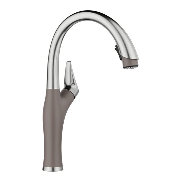 BLANCO Artona Pull-Down Dual-Spray Kitchen Faucet - PVD Steel/Volcano Grey