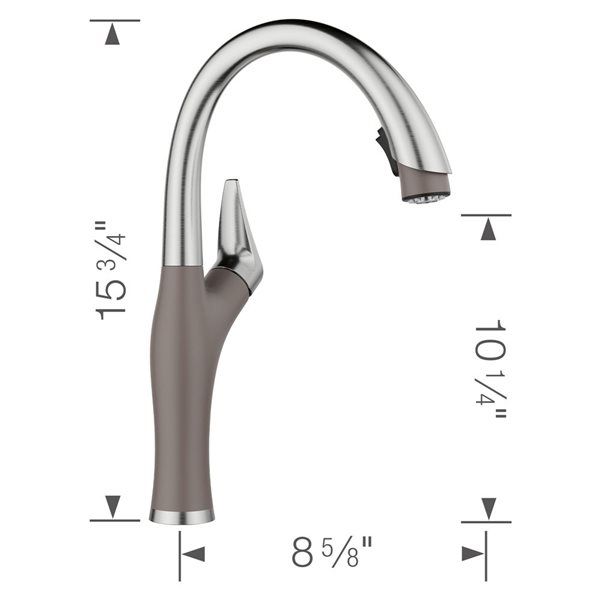 BLANCO Artona Pull-Down Dual-Spray Kitchen Faucet - PVD Steel/Volcano Grey