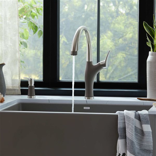 BLANCO Artona Pull-Down Dual-Spray Kitchen Faucet - PVD Steel/Volcano Grey