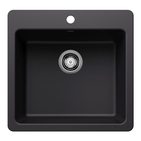 BLANCO Liven SILGRANIT 21-in Single Bowl Dual Mount Kitchen Sink - Coal Black