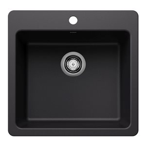 BLANCO Liven SILGRANIT 21-in Single Bowl Dual Mount Kitchen Sink - Coal Black