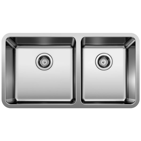 BLANCO Formera 33-in 60/40 Double Bowl Undermount Stainless Steel Kitchen Sink