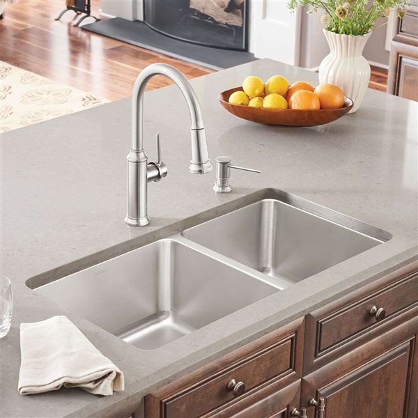 BLANCO Formera 33-in 60/40 Double Bowl Undermount Stainless Steel Kitchen Sink