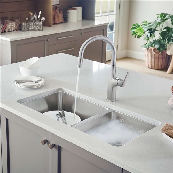 BLANCO Formera 33-in 60/40 Double Bowl Undermount Stainless Steel Kitchen Sink