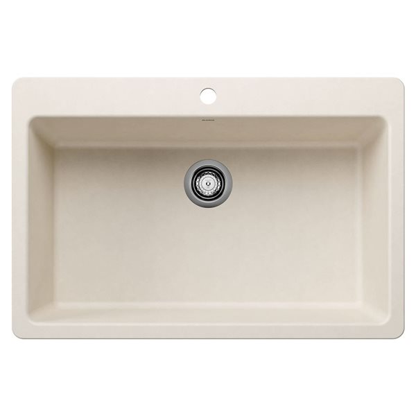 BLANCO Liven SILGRANIT 33-in Super Single Dual Mount Kitchen Sink - Soft White