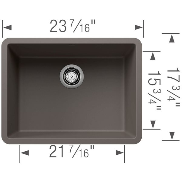 BLANCO Precis SILGRANIT 24-in Single Bowl Undermount Kitchen Sink - Volcano Grey