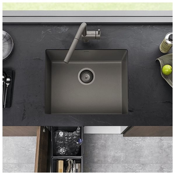 BLANCO Precis SILGRANIT 24-in Single Bowl Undermount Kitchen Sink - Volcano Grey