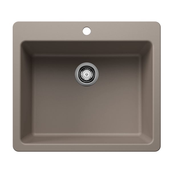 BLANCO Liven SILGRANIT 25-in Single Bowl Dual Mount Kitchen Sink - Truffle