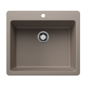 BLANCO Liven SILGRANIT 25-in Single Bowl Dual Mount Kitchen Sink - Truffle