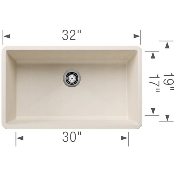 BLANCO Precis SILGRANIT 32-in Super Single Undermount Kitchen Sink - Soft White