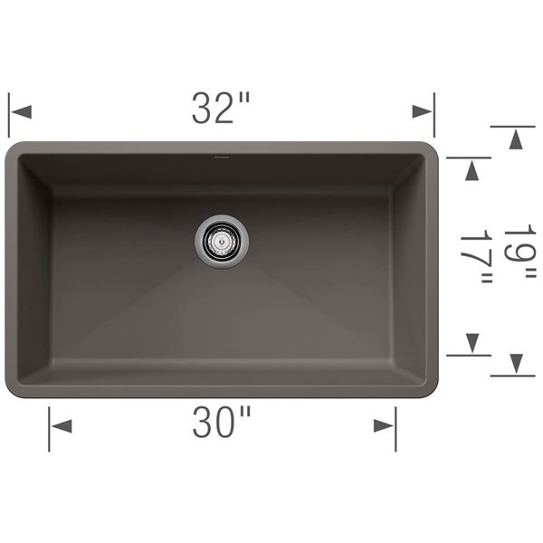 BLANCO Precis SILGRANIT 32-in Super Single Undermount Kitchen Sink - Volcano Grey