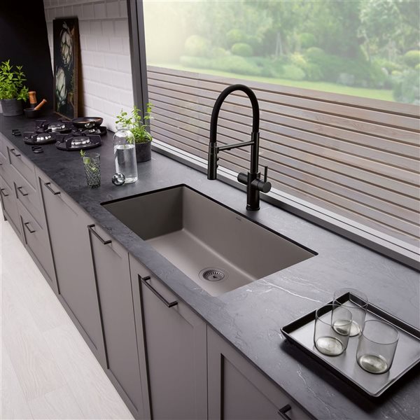 BLANCO Precis SILGRANIT 32-in Super Single Undermount Kitchen Sink - Volcano Grey