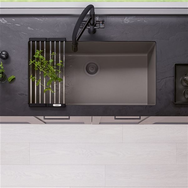 BLANCO Precis SILGRANIT 32-in Super Single Undermount Kitchen Sink - Volcano Grey